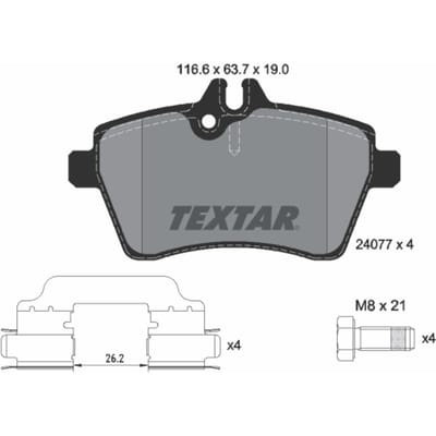Remblokset TEXTAR 2407702, voor