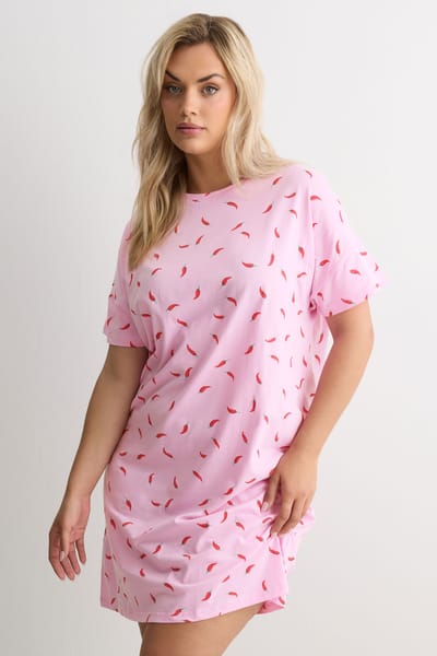 Yours Roze Chili Slaapshirt Nachthemd Size 46-48