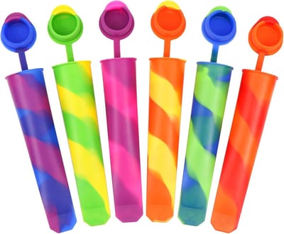 IJsvorm- ijslollyvorm- 6-pack waterijsjes-waterijsvorm met deksel-siliconen ijsvorm- herbruikbare waterijsvorm voor kinderen- BPA-vrij