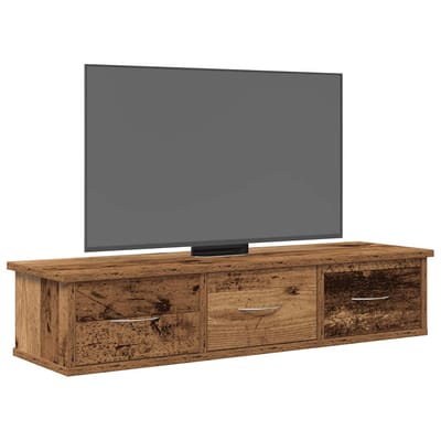 vidaXL - Wandkast - 88x26x18,5 - cm - bewerkt - hout - oud - houtkleurig