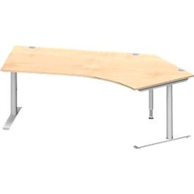 Schäfer Shop Genius hoekbureau MODENA FLEX 135°, aanbouw rechts, C-voet ronde buis, B 2165 mm, esdoorn