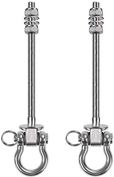 SnelShoppen - 304 RVS Swing Hooks M10x170mm - Zware Duurzame Haken voor Yoga Hangers, Hammocks, Sandbags, Bevestiging aan Houten en Stalen Balken (2 S