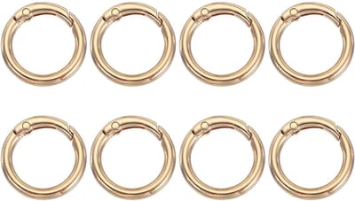 Spring O-ringen, 8 stuks 1,1 inch metalen ronde clips sleutelhangers klikgesp sluitingen voor sleutelhangers tassen portemonnees riemen hondenriemen doe-het-zelf ambachten, licht goud 27 mm