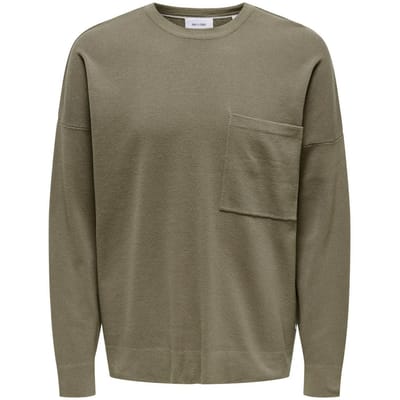 Only Heren Sweatshirt met Ontspannen Hals (Taupe)