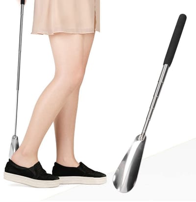 Dailygoods- Schoenlepel Verstelbaar - Telescopische Schoenlepel - Roestvrij Staal - Antislip Handgrepen - Comfortabel Ontwerp - Geschikt voor Zwangere Vrouwen en Ouderen - Schoenhulp