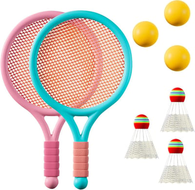 Badmintonset voor Kinderen - Lichtgewicht Set met 3 Trainingsballen en 3 Badmintonballen voor Buiten en Binnen, Sport en Spelactiviteiten