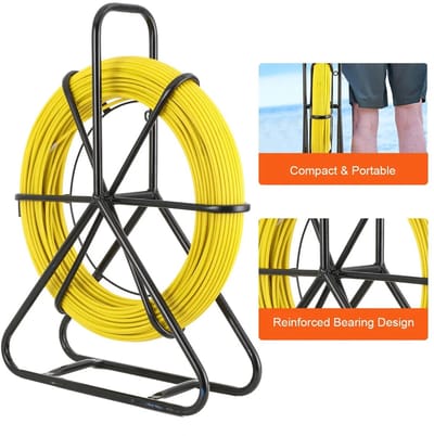 Novari - Elektricien draad - Kabeltrekdraad - Glasvezel trekveer - 130m lang - 6mm kabeldiameter - Niet-geleidend materiaal