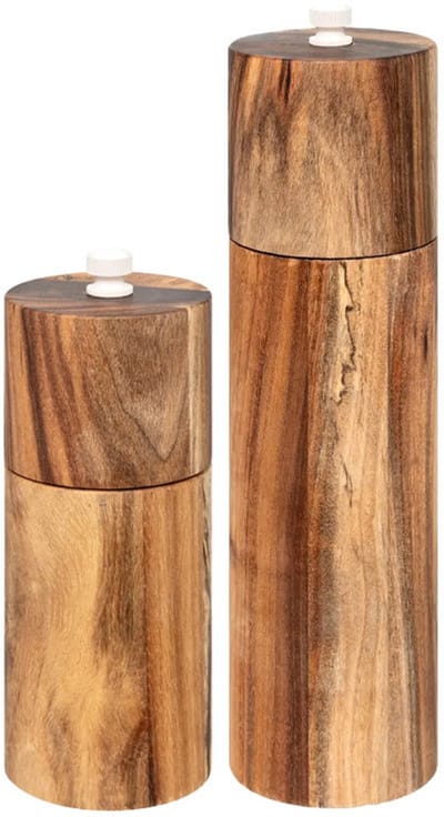 5Five Pepermolen/zoutmolen set - acacia hout - 2-maten - peper/zout - Kruidenset - 12.5 cm / 21.5 cm