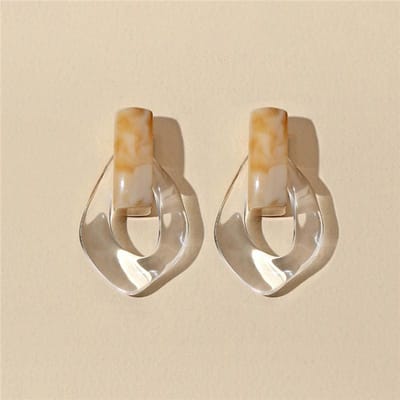 Kleurrijke heldere hars acryl oorbellen voor vrouwen geometrische holle verklaring oorbellen meisjes mode-sieraden cadeau beige