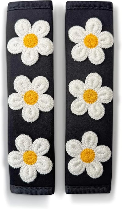 Gordelbeschermers - Set Riemhoezen - Comfortabel Rijden - Zachte Bescherming - 25 x 7 cm - Zwart Wit Geel