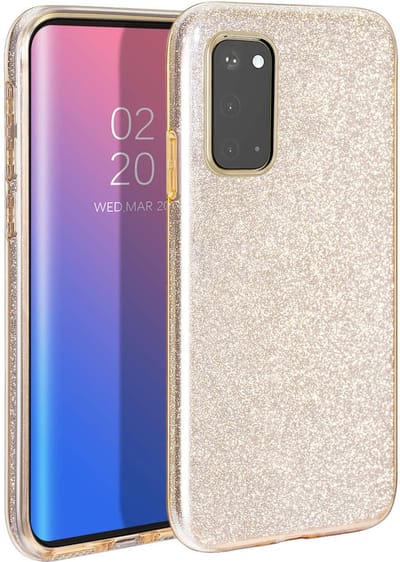 Casemania Hoesje Geschikt voor Samsung Galaxy A03 - Goud - Glitter Back Cover