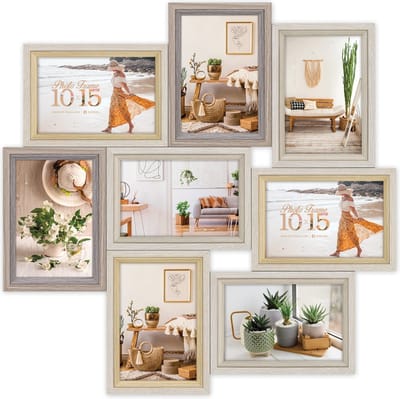 ZEP - Houten Multi Fotolijst ZARA 8Q in bruin tinten voor 8 foto's 10x15 (afmeting 47x47 cm) - VZ882