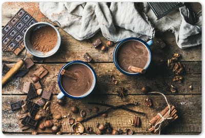Placemats 45x30 cm - Placemat kunststof - 1 stuk - Stilleven - Chocolade - Kaneel - Mok - Kerst - Borden onderleggers - Decoratie voor op tafel - Keuken tafeldecoratie accessoires - Vinyl onderlegger - Tafelversiering