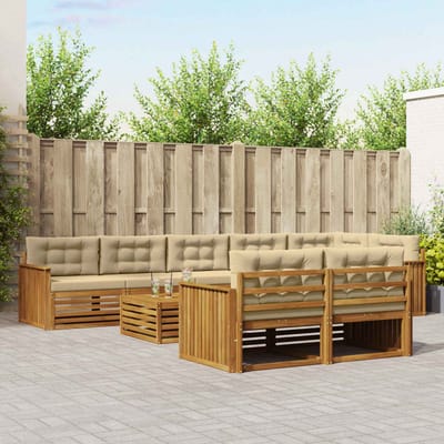 vidaXL - Buiten - bank - set - 9 - st - Natuurlijk - en - Beige