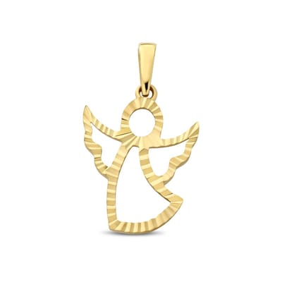 New Bling - 9NBG-0918 - 14K geelgouden Hanger – Engel Dia Cut – Dames Hanger