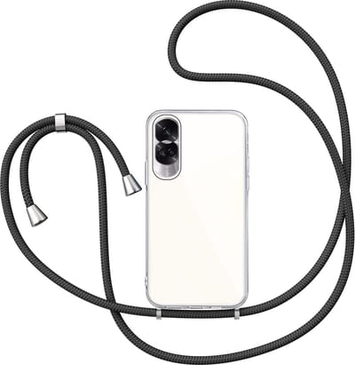 Hoesje met Koord geschikt voor Honor 90 Lite - Back Cover Siliconen Case Transparant Hoes Zwart