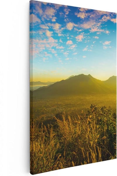 Artaza Canvas Schilderij Zonsondergang - 20x30 cm - Klein - Wanddecoratie Bergen - Muurdecoratie Landschap - Schilderijen Op Canvas Natuur