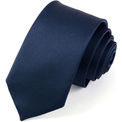Heren Stropdas Effen Kleur Klassiek Polyester Zijde Formeel Zakelijk Mode Stropdas voor Dagelijks Kantoor Banket marineblauwe kleur