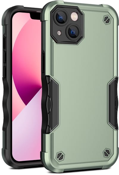Cityhoesje - iPhone 15 Plus-14 Plus - Non-slip Stripes- - PC+TPU Backcase - Groen