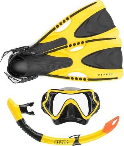 Osprey Complete Snorkelset - Valve Purge System - Splash Guard - Geel/Oranje - Maat XXL - 44-48