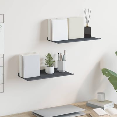 vidaXL - Zwevende - plank - 2 - st - Antraciet - 40 - x - 18 - x - 2,5 - cm - Staal