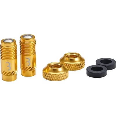 BBB Cycling CoreCap - Universele Ventiel Upgrade Set - 300% Meer Luchtstroom - Geschikt voor Alle Pompen - Presta naar Schrader Formaat - 2 stuks - Goud - BTI-165