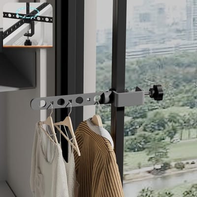 Vouwbare Rotating Droogrek met 7 Openingen voor Binnen en Buiten - Ruimtebesparend, Draagbaar en Stevig voor Kleine Ruimtes, Balkon, Badkamer, Reizen en Kamperen