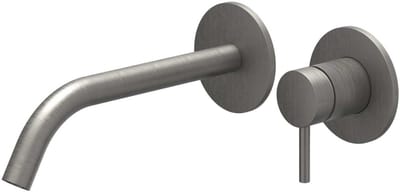 IVY Bond Wastafelkraan Afbouwdeel - 2-Gats Wandmontage - Gebogen Uitloop - Geborsteld Metal Black PVD
