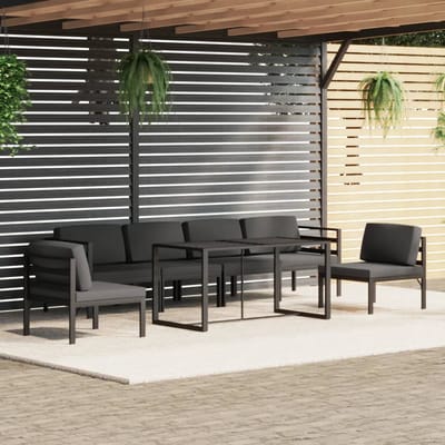 vidaXL - 7-delige - Loungeset - met - kussens - aluminium - antracietkleurig