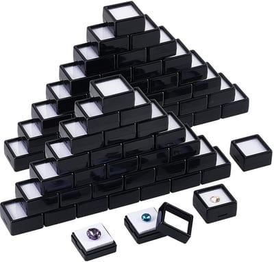 Dailygoods- Edelssteen Doos 70 Stuks - Plastic Transparante Doos - Zwarte Vierkante Doos - Geschikt voor Sieraden - Waterdicht - Duurzaam Materiaal - Sieradenbox