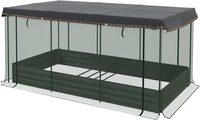 REDOM - Verhoogde Plantenbak - Met Beschermnet En Zonwering - Voor Balkon En Terras - Staal - Donkergrijs - 230 X 110 X 110 Cm