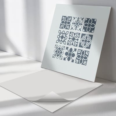 Wallfluent Vinyl Tegels - Geometrische Patronen in Vierkanten Vloer Tegels PVC - 30 cm x 30 cm - Grijs PVC Tegels - Verpakking van 9 stuks - Vierkant PVC Tegels - Texturen Plaktegels - Zelfklevende PVC Tegels - Plaktegels Keuken en Badkamer