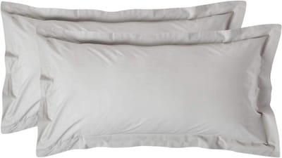 Homescapes Kussensloop 50x90 cm met Rand (Oxford) Set van 2 – Zilvergrijs – 100% Egyptisch Perkal Katoen – 200 TC