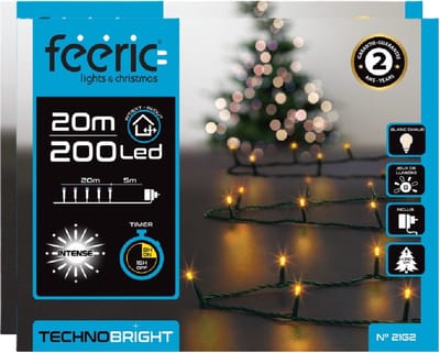 Feeric lights Kerstverlichting - 2x - warm wit - 20 meter - 200 led lampjes - groen snoer