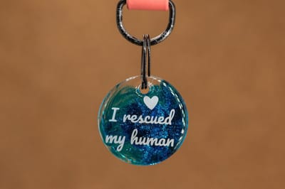 Crackerjack hondenpenning - Fun tag - I rescued my human - slijtvast - moddervast - uniek - leuk als cadeau