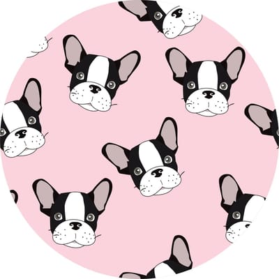 Vinyl | Vloerkleed vinyl rond | Frenchie | 95 cm Rond