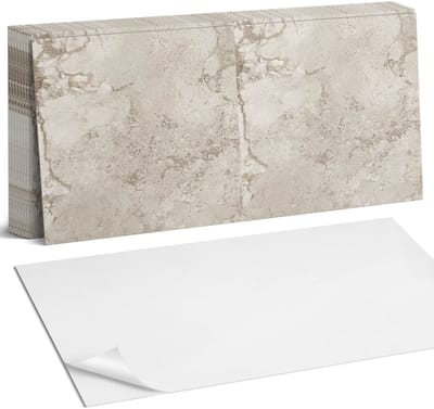 Coloray Plaktegels - Natuursteen in de structuur Zelfklevende Wandtegels - 40 cm x 20 cm - Beige Plaktegels - 10 stuks - Rechthoek PVC Tegels - Plaktegels Badkamer - Vloertegels Zelfklevend - Vinyl Tegels - Portugese Tegels