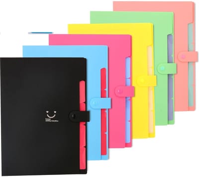 Ynkkvre - Fächermappen - Dossierorganizer - Waterdichte Constructie Met 5 Uitbreidbare Vakken Voor A4 En Letter Formaat - 6 Stuks - Voor Thuis Kantoor School In Zes Kleuren