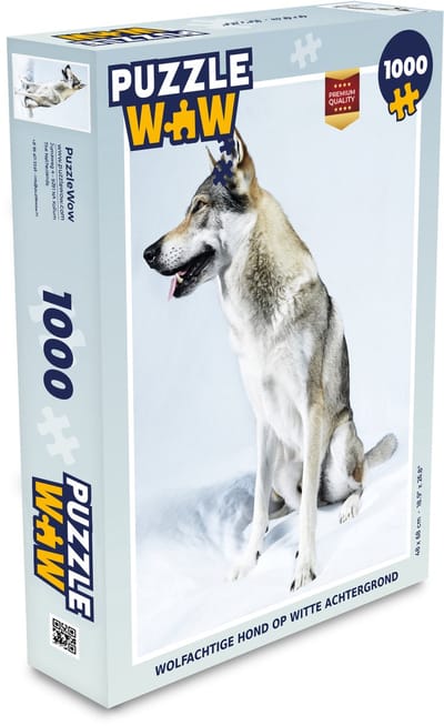 Puzzel Wolfachtige hond op witte achtergrond - Legpuzzel - Puzzel 1000 stukjes volwassenen