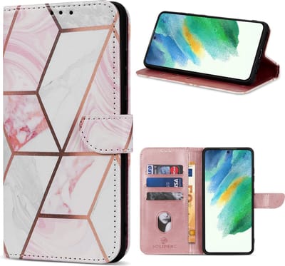 Geschikt Voor Samsung Galaxy S22 Plus Hoesje - Solidenz Bookcase S22 Plus - Telefoonhoesje S22 Plus - S22 Plus Case Met Pasjeshouder - Cover Hoes - Marble - Met Standaard - Draadloos Opladen - Marmer
