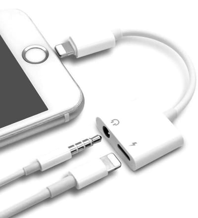 2 in 1 Oplaad Adapter - Geschikt Voor Apple iPhone 12 - 80 mm - Wit