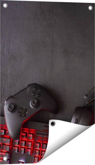 Gards Tuinposter Gaming Spullen - Accessoires - Controller - 40x60 cm - Tuindoek - Tuindecoratie - Wanddecoratie buiten - Tuinschilderij