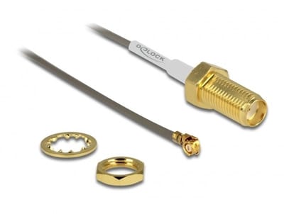MHF I (v) - SMA (v) kabel - Micro Coax (1,37 mm) - 50 Ohm / grijs - 0,20 meter