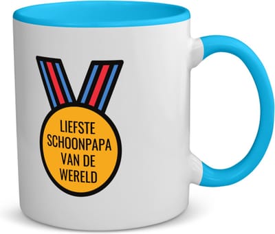 Akyol - liefste schoonpapa van de wereld koffiemok - theemok - blauw - Papa - de liefste schoonvader - vader cadeautjes - vaderdag - verjaardagscadeau - verjaardag - cadeau - geschenk - kado - gift - vader artikelen - 350 ML inhoud