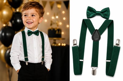 Kinder Bretels & Vlinderstrik Set 1-5 Jaar – Groen – Verstelbare Bretels met Vlinderdas – Feestelijke Accessoires voor Jongens – Bruiloft, Verjaardag & Fotoshoot