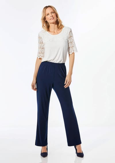 Comfortabele slinky broek VERA - marine - Gr. 40 van Goldner Fashion