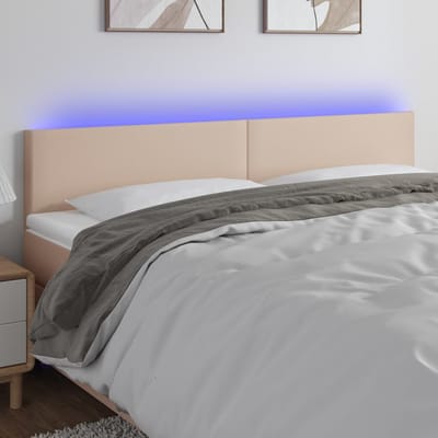 vidaXL - Hoofdbord - LED - 180x5x78/88 - cm - kunstleer - cappuccinokleurig