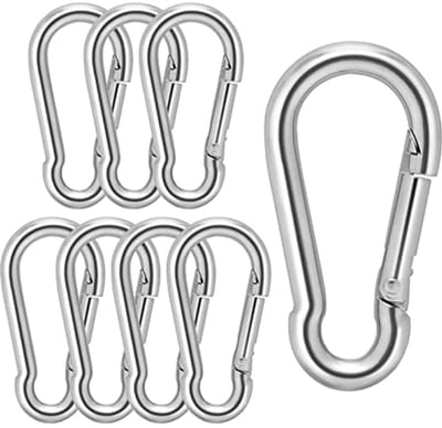 Dailygoods- Veerklemmen 8 stuks - Roestvrij Staal M4 - Karabijnhaak Clips - Heavy Duty - Voor Wandelen/Klimmen - Duurzaam en Sterk