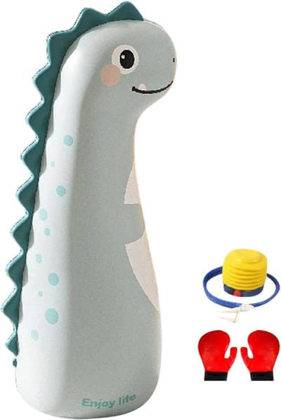 Opblaasbare Bokszak - Staande Boksbal - Kinderen Trainen - Inclusief Pomp Handschoenen - 119 Cm Hoog - Dinosaurus