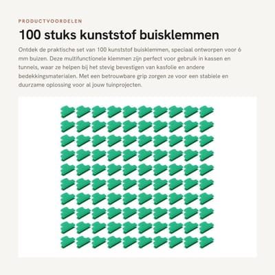 Dailygoods- Buisklemmen 100 Stuks - Kunststof - Multifunctionele Klemmen - Kasfolie Bevestiging - Geschikt voor 6 mm Buizen - Duurzaam - Tuinklemmen